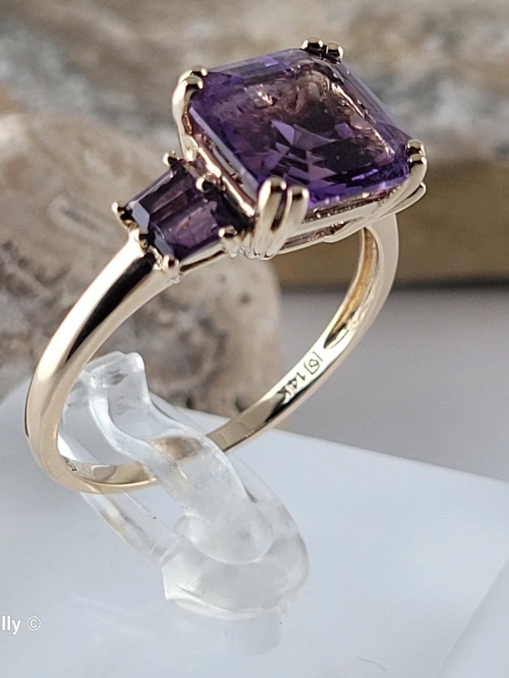 14K Yellow Gold Purple Amethyst Cocktail Ring Size 11 - Solid Gold! 👌🎁